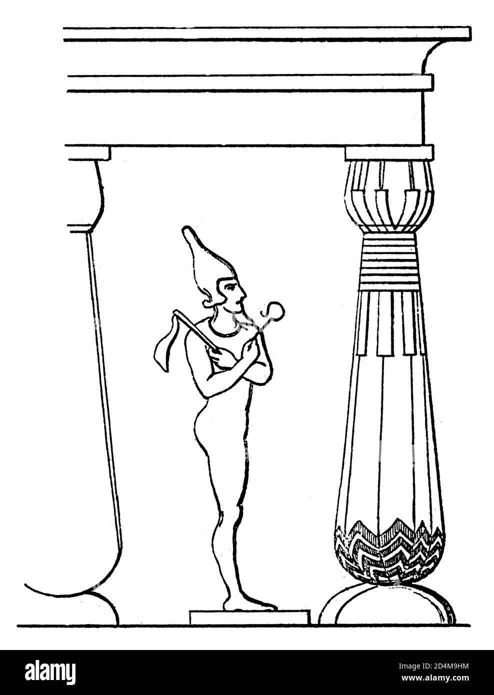 Illustration du XIXe siècle d'un couloir dans le palais égyptien. Publié dans Systematischer Bilder-Atlas zum conversations-Lexikon, Ikonographische Encyklo Banque D'Images