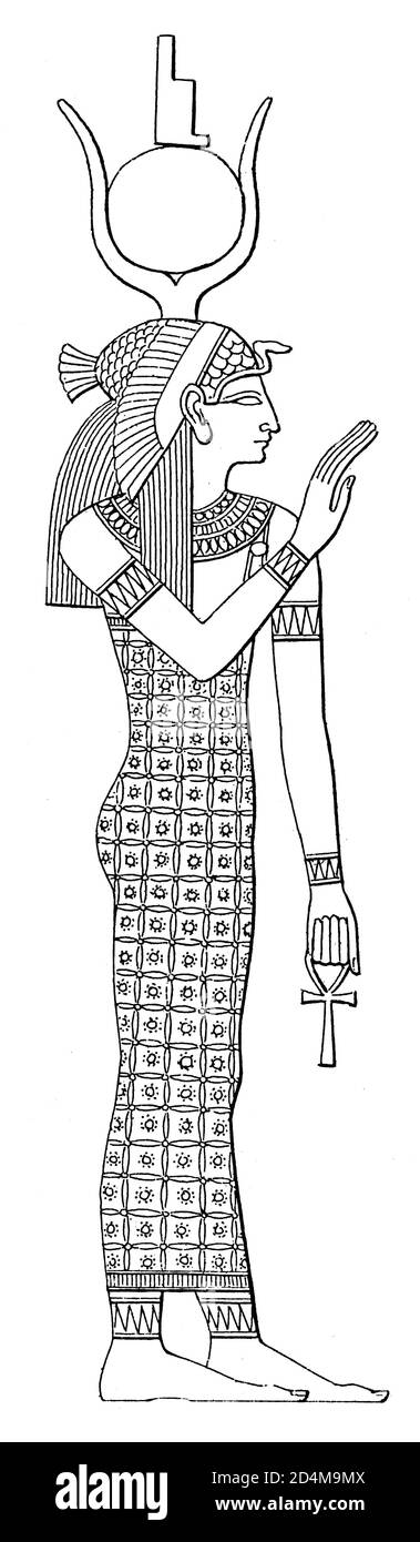 Illustration antique d'Isis, ancienne déesse égyptienne. Publié dans Systematischer Bilder-Atlas zum conversations-Lexikon, Ikonographische Encyklopae Banque D'Images