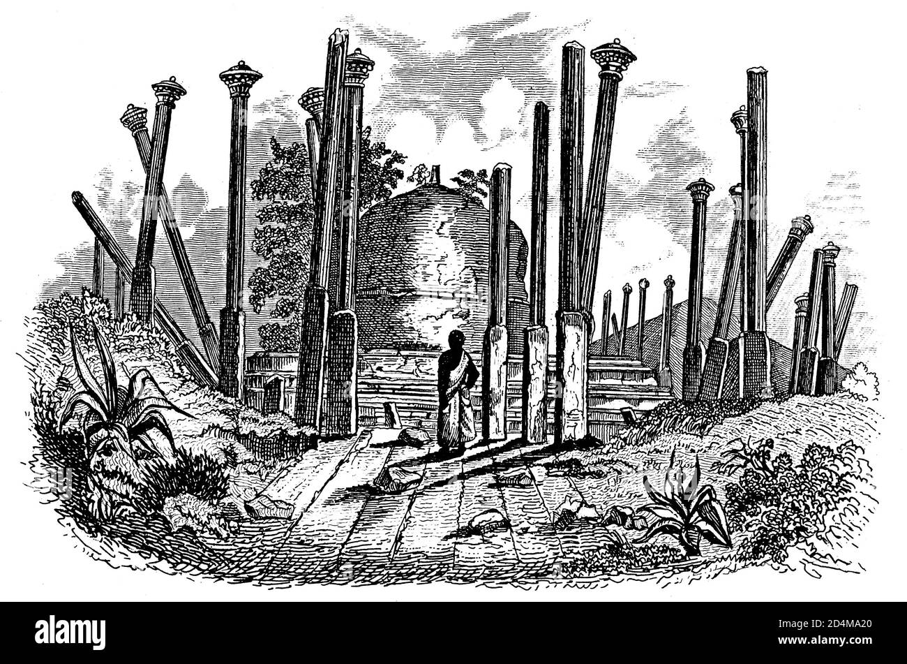 Illustration du XIXe siècle d'un temple de Bouddha. Publié dans Systematischer Bilder-Atlas zum conversations-Lexikon, Ikonographische Encyklopedie der Banque D'Images