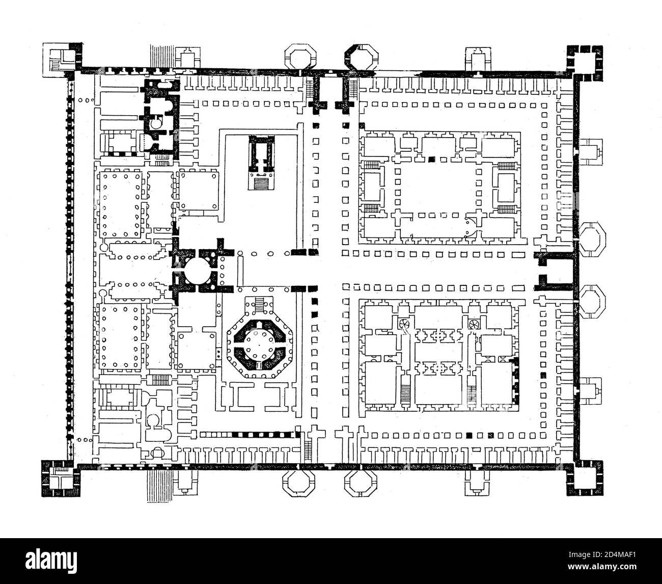 Gravure antique d'un plan d'étage du palais de Dioclétien à Split. Publié dans Systematischer Bilder-Atlas zum conversations-Lexikon, Ikonographische Banque D'Images