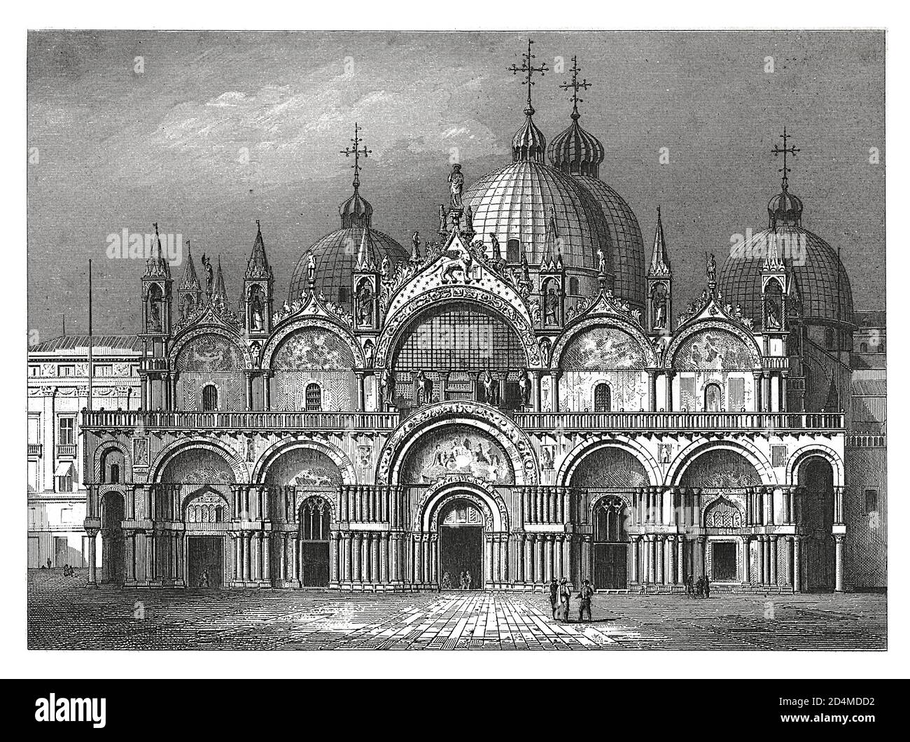 Ancienne gravure du XIXe siècle de la basilique Saint-Marc à Venise, Italie. Publié dans Systematischer Bilder-Atlas zum conversations-Lexikon, Ikonographi Banque D'Images