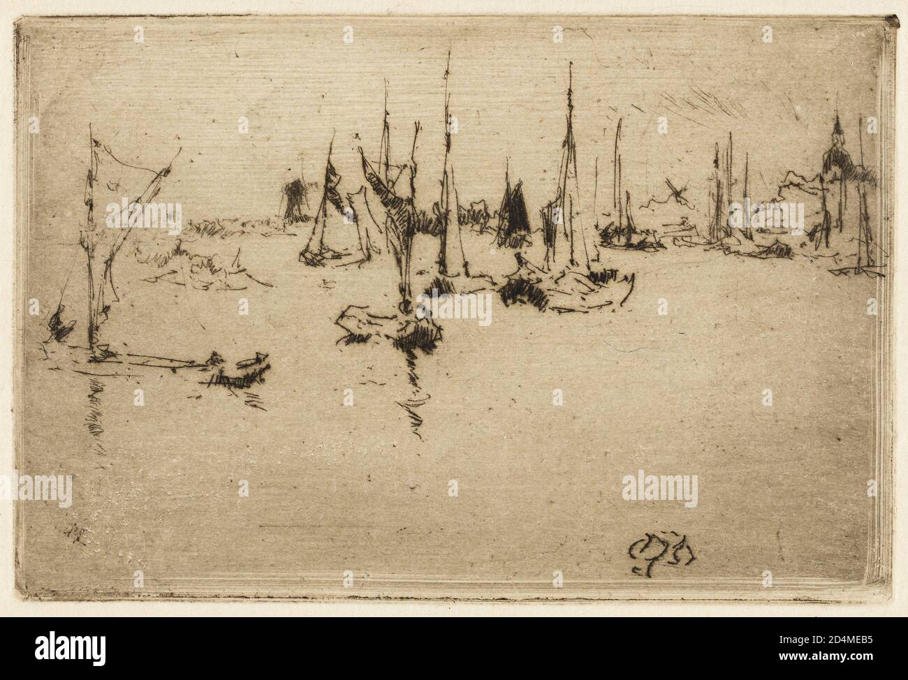 Gravure à l'encre noire sur papier crème Banque D'Images