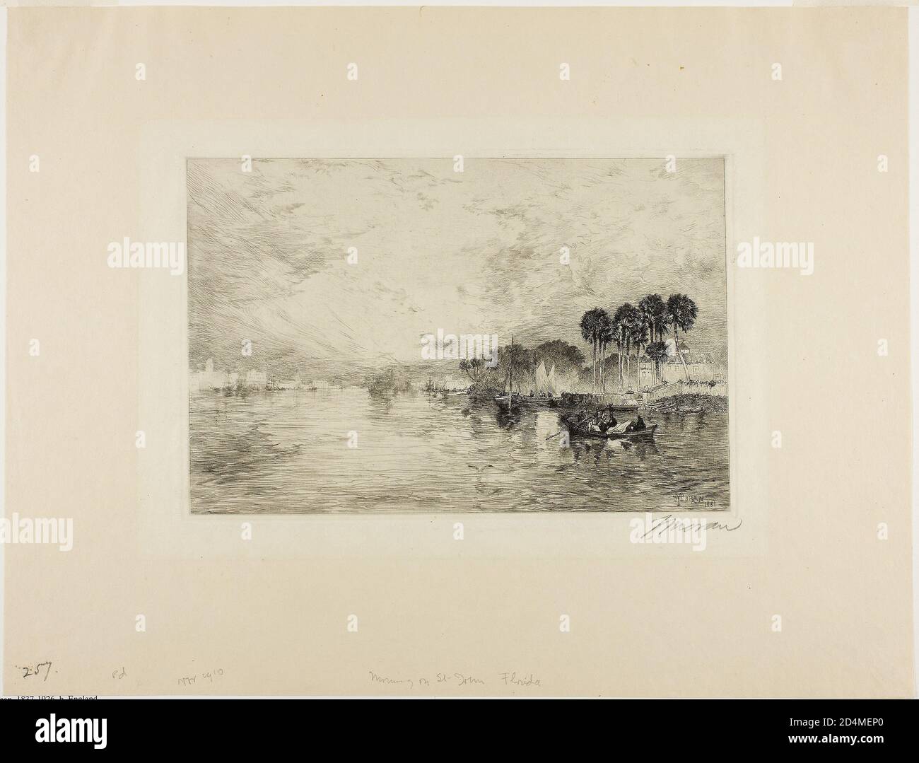 Gravure et point sec sur papier crème Banque D'Images