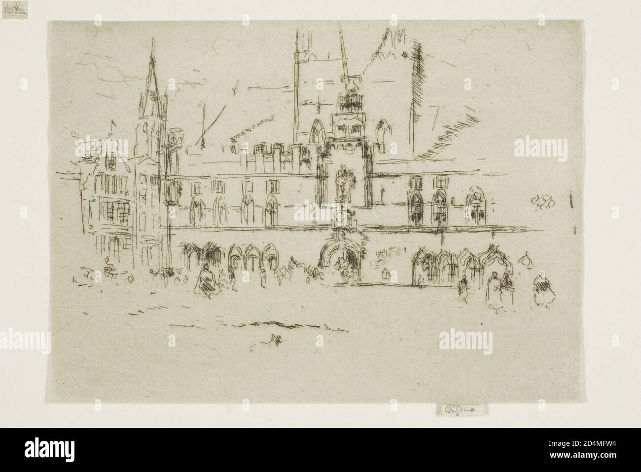 Gravure avec morsure de foul à l'encre noire sur la crème posée papier Banque D'Images