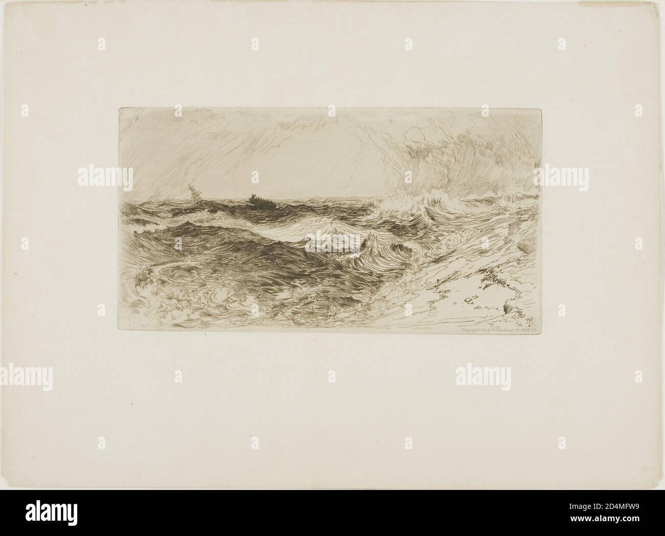 Gravure sur papier crème Banque D'Images