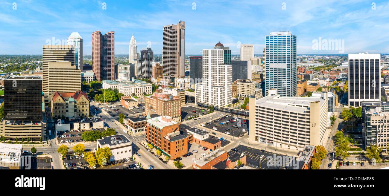 Columbus, Ohio panorama aérien sur la ligne d'horizon Banque D'Images