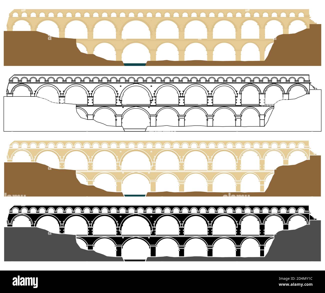 Pont du Gard, aqueduc en France Illustration de Vecteur