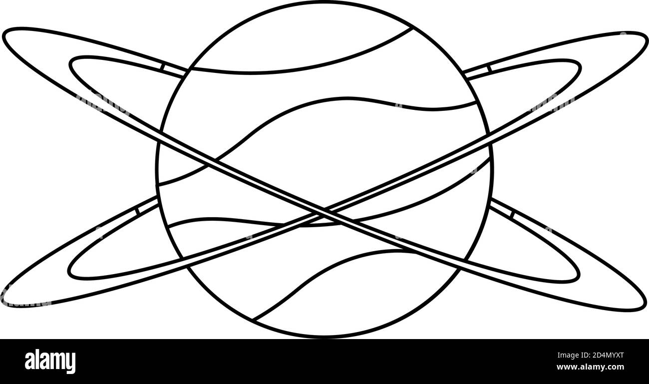 planète spatiale avec orbits style ligne icône vecteur illustration conception Illustration de Vecteur