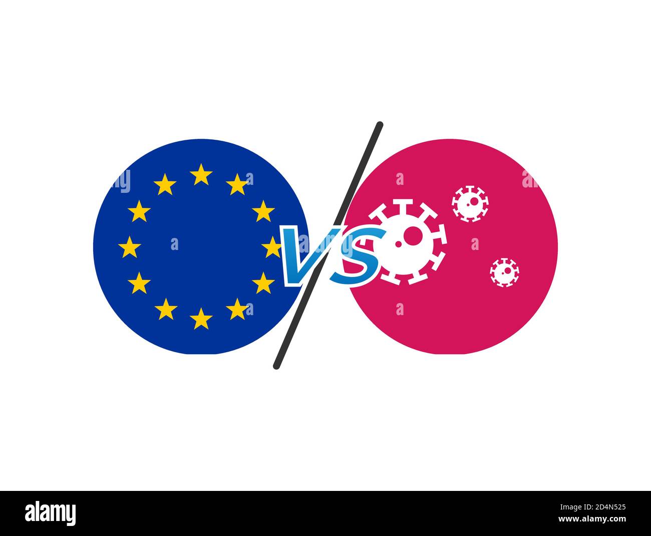 Drapeau de l'Union européenne contre le virus Corona face à face. La prise en charge des patients Covid-19 dans certaines parties de l'Union européenne avec l'économie face à des fils de Illustration de Vecteur