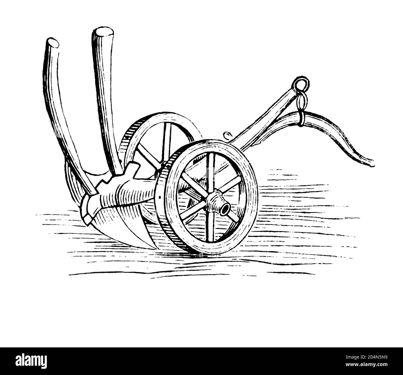 Matériel agricole antique - Outils et machines d'agriculteurs anciens du 19th siècle Art original Illustration antique Noir et blanc Banque D'Images