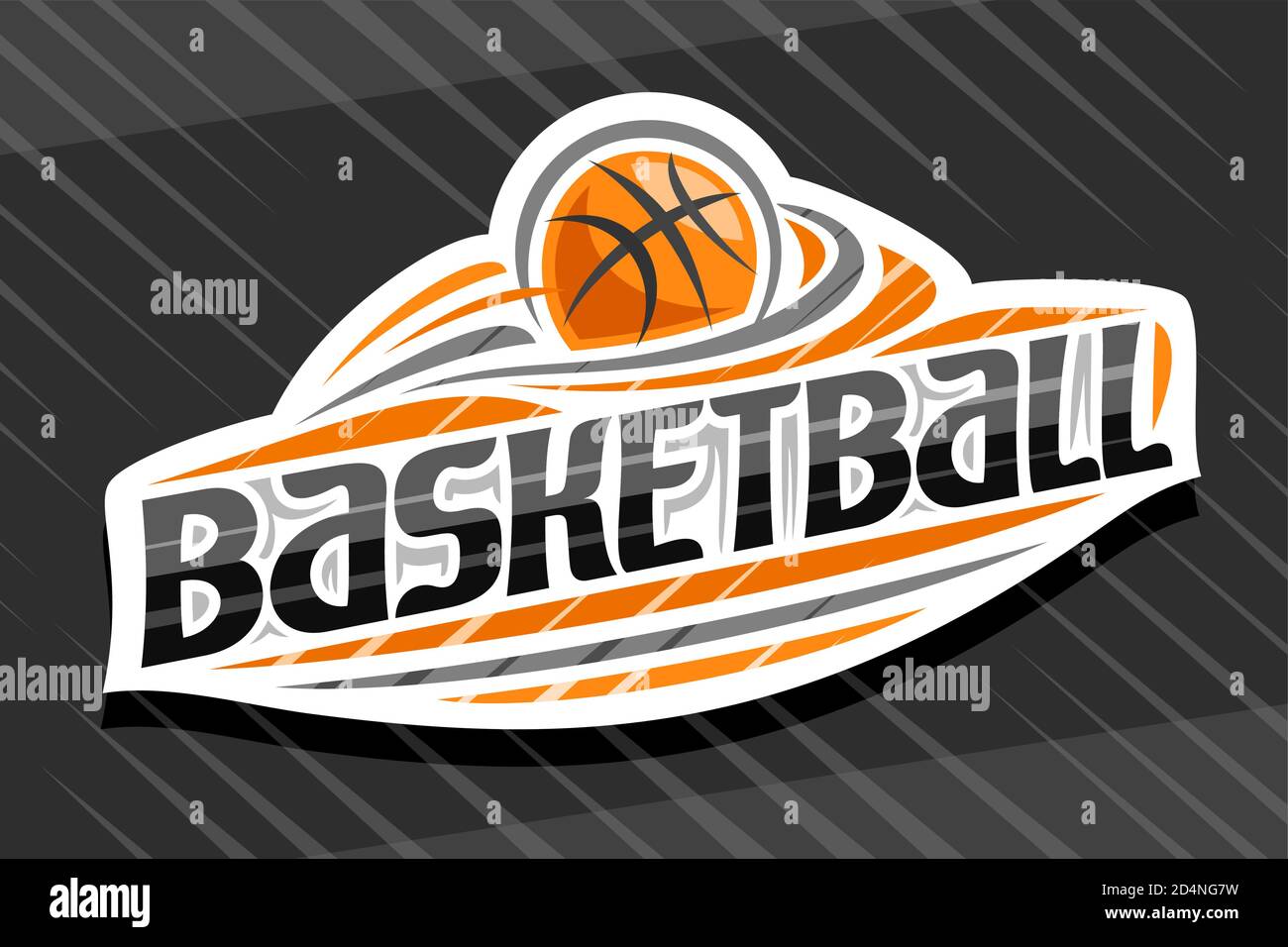 Logo Vector pour Basketball Sport, emblème blanc moderne avec illustration  du ballon volant dans le but, lettrage unique pour le mot noir basket-ball,  SIG sport Image Vectorielle Stock - Alamy