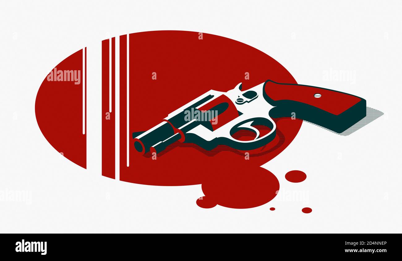 Revolver avec taches de sang: Crime et noir concept de film Banque D'Images