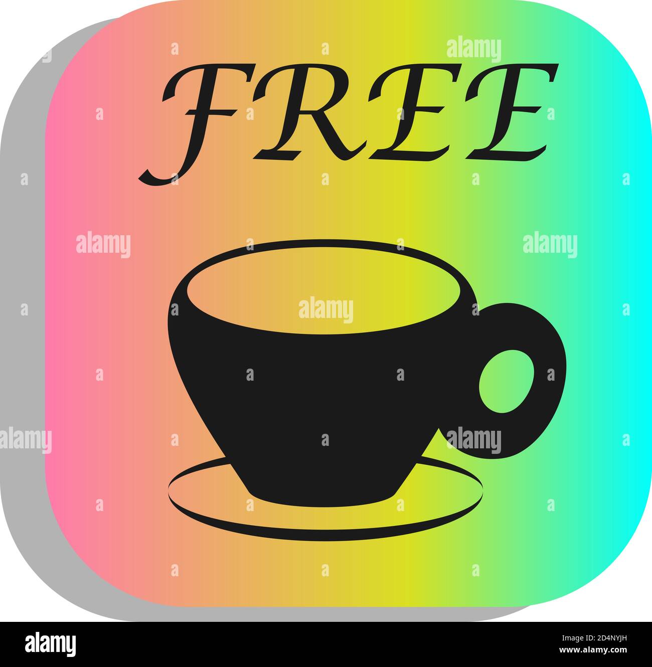Tasse de café ICON gratuite, bouton rectangle multicolore arc-en-ciel,  effet 3 d Image Vectorielle Stock - Alamy
