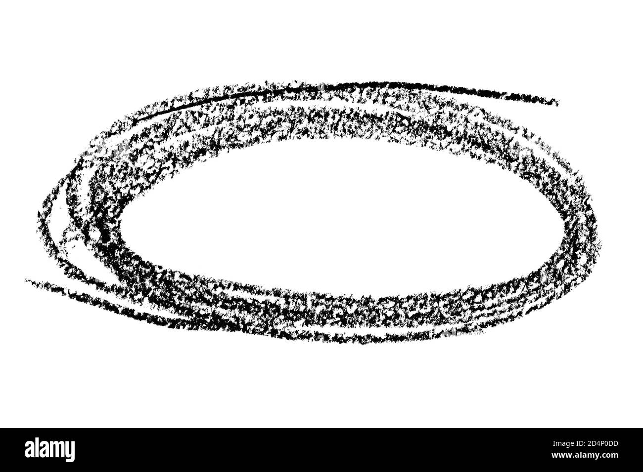 Crayon noir ovale par traits circulaires isolés sur le blanc arrière-plan Banque D'Images