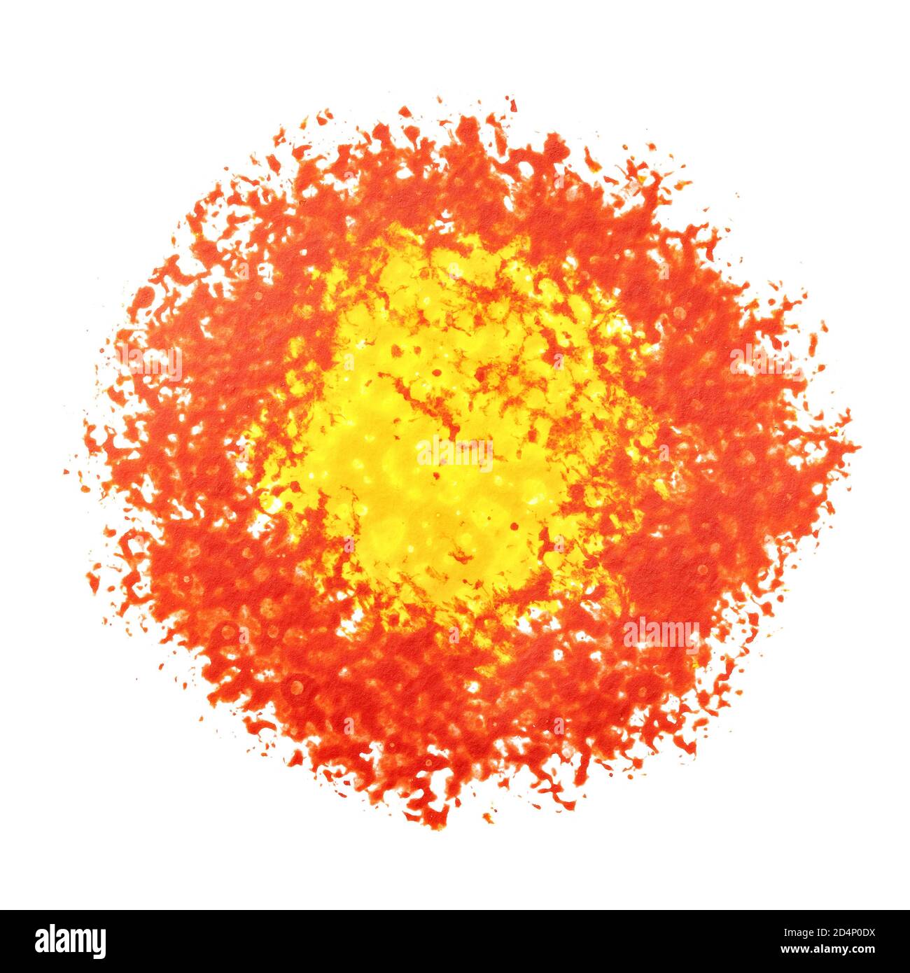 Peinture jaune et rouge sur fond blanc. Couleurs du drapeau espagnol Banque D'Images
