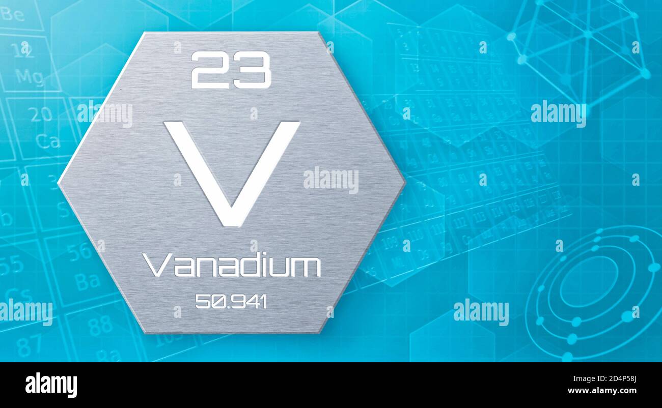 Élément chimique du tableau périodique - vanadium Banque D'Images