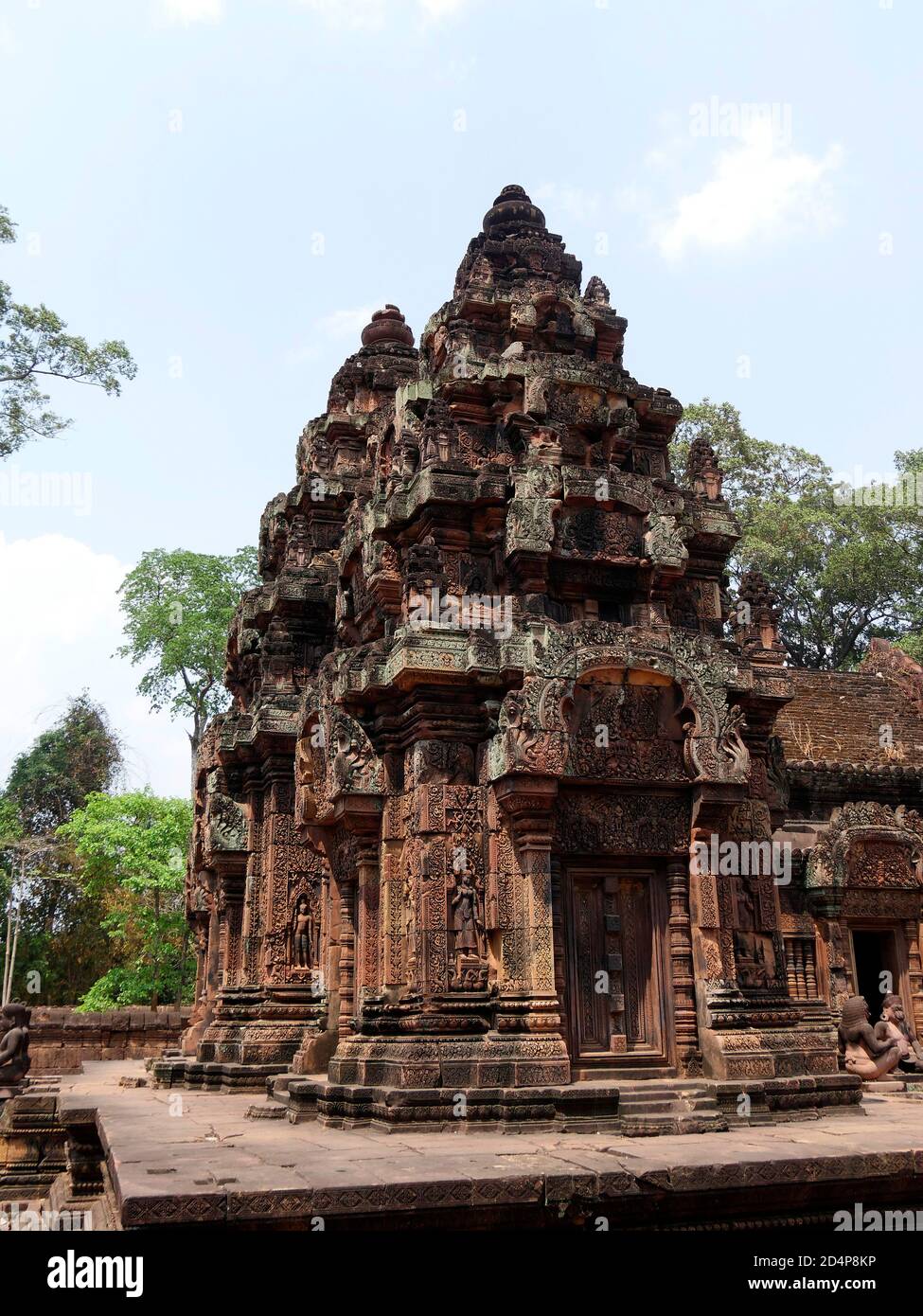 Temple Banteay Srei, province de Siem Reap, complexe du Temple d'Angkor classé au patrimoine mondial de l'UNESCO en 1192, construit en 967 par le Roi Jayavarman V, C Banque D'Images