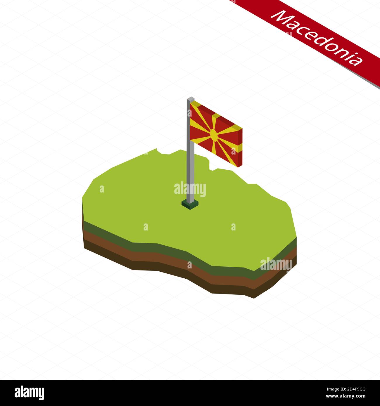 Carte isométrique et drapeau de la Macédoine. Forme isométrique 3D de la Macédoine. Illustration vectorielle. Illustration de Vecteur