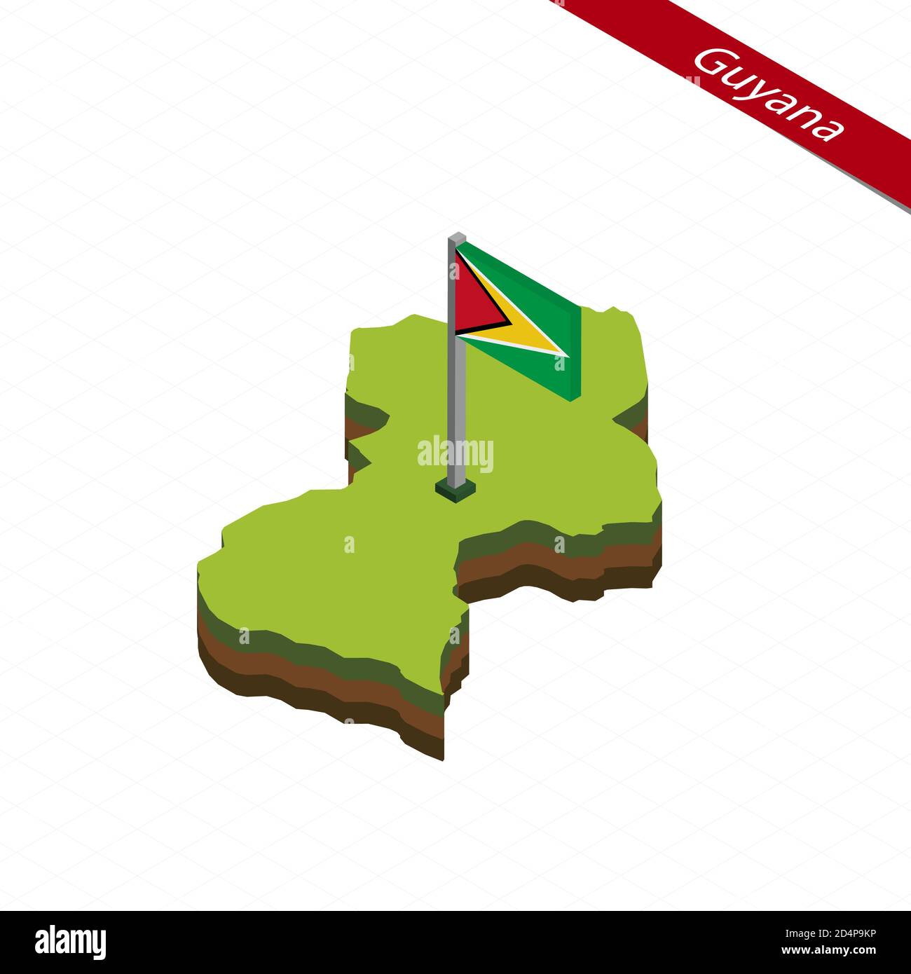 Carte isométrique et drapeau du Guyana. Forme isométrique 3D du Guyana. Illustration vectorielle. Illustration de Vecteur