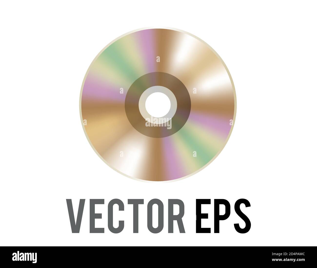 L'icône de disque d'ordinateur optique en or vectoriel isolée, utilisée pour représenter CD, DVD et film connexe, contenu musical, album Illustration de Vecteur