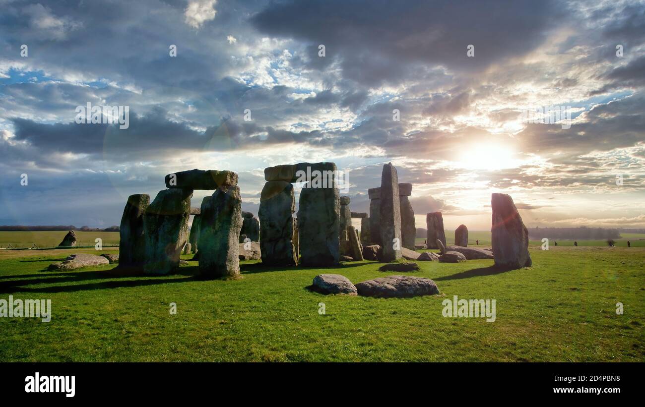 Stonehenge cercle de pierres néolithique, Amesbury, Wiltshire, Royaume-Uni Banque D'Images