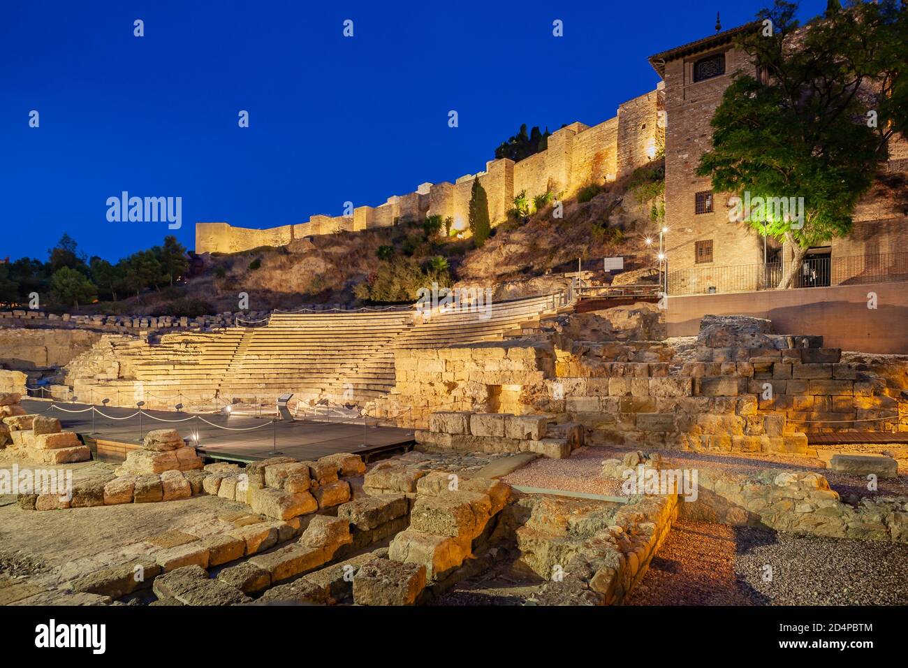 MALAGA, ESPAGNE - 22 septembre 2020 : ruine de l'amphithéâtre romain à Malaga, Espagne Banque D'Images