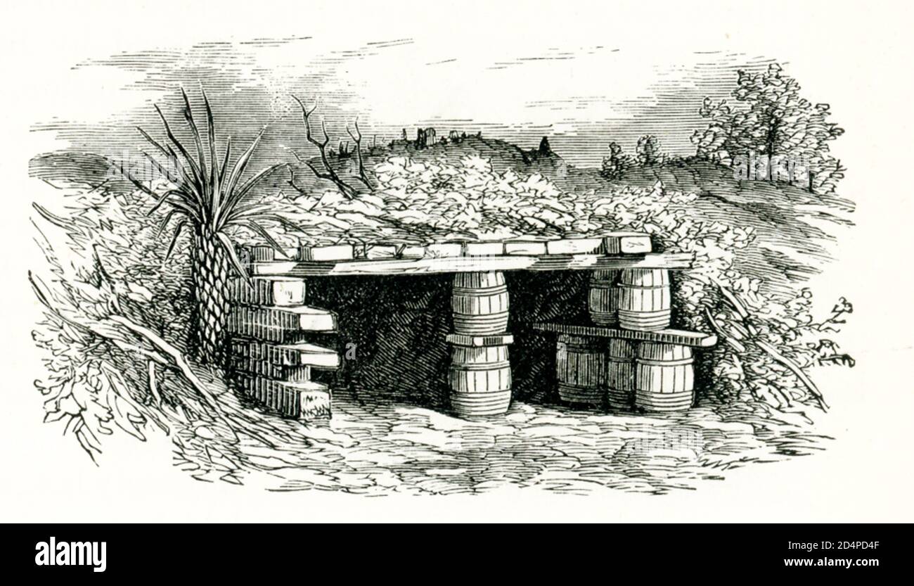 Preuve de bombe et de Splinter il s’agissait de l’apparition de l’une des épreuves de bombe et de scission des œuvres de Gillmore sur l’île Folly au printemps 1866. Cette photo est tirée d'une photographie de Samuel A. Cooley, photographe du quatrième corps d'armée. Banque D'Images