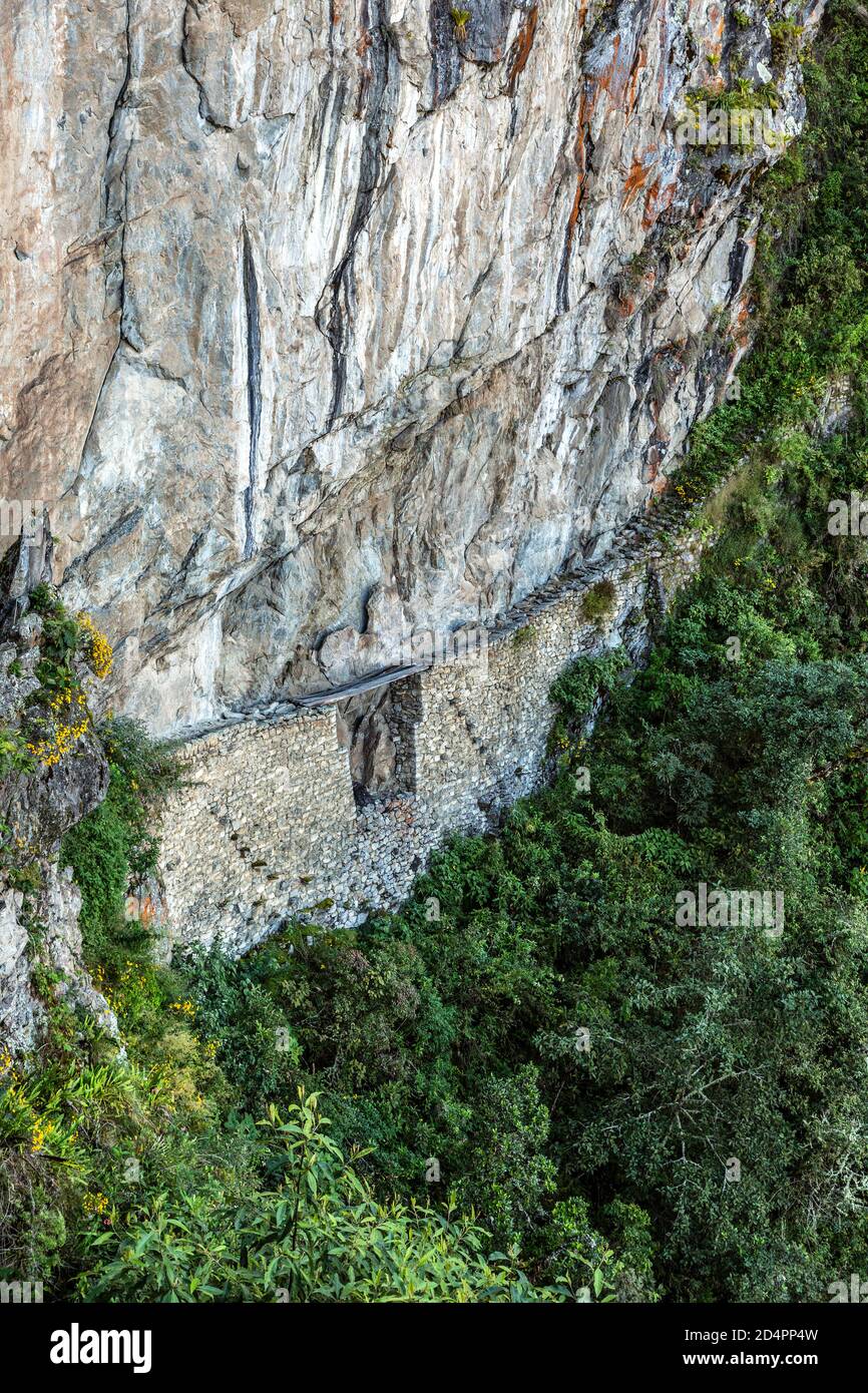 Pont de l'Inca, Machu Picchu, Cusco, Pérou Banque D'Images