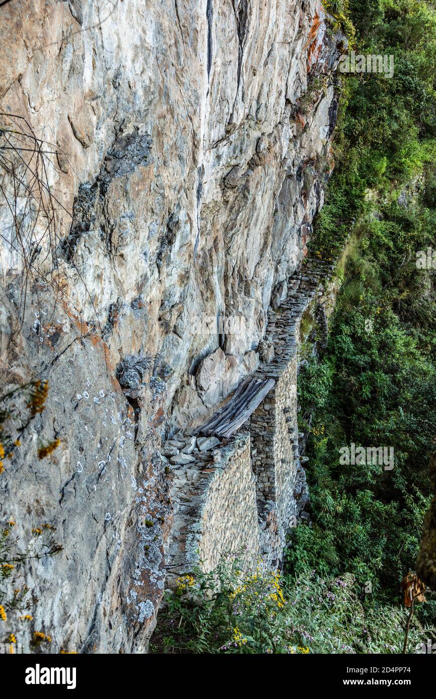 Pont de l'Inca, Machu Picchu, Cusco, Pérou Banque D'Images