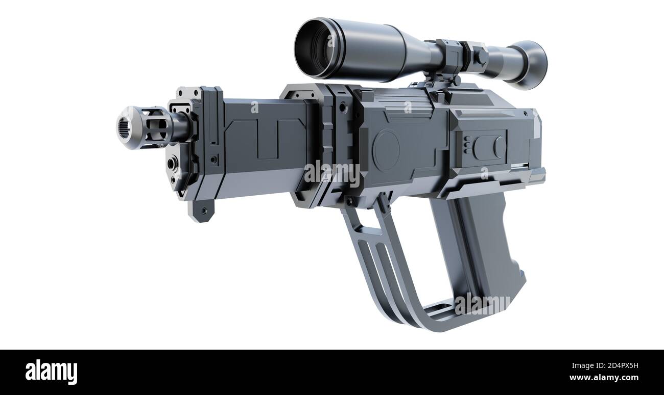 arme de pistolet semi-automatique futuriste 3d imaginaire, illustration 3d Banque D'Images