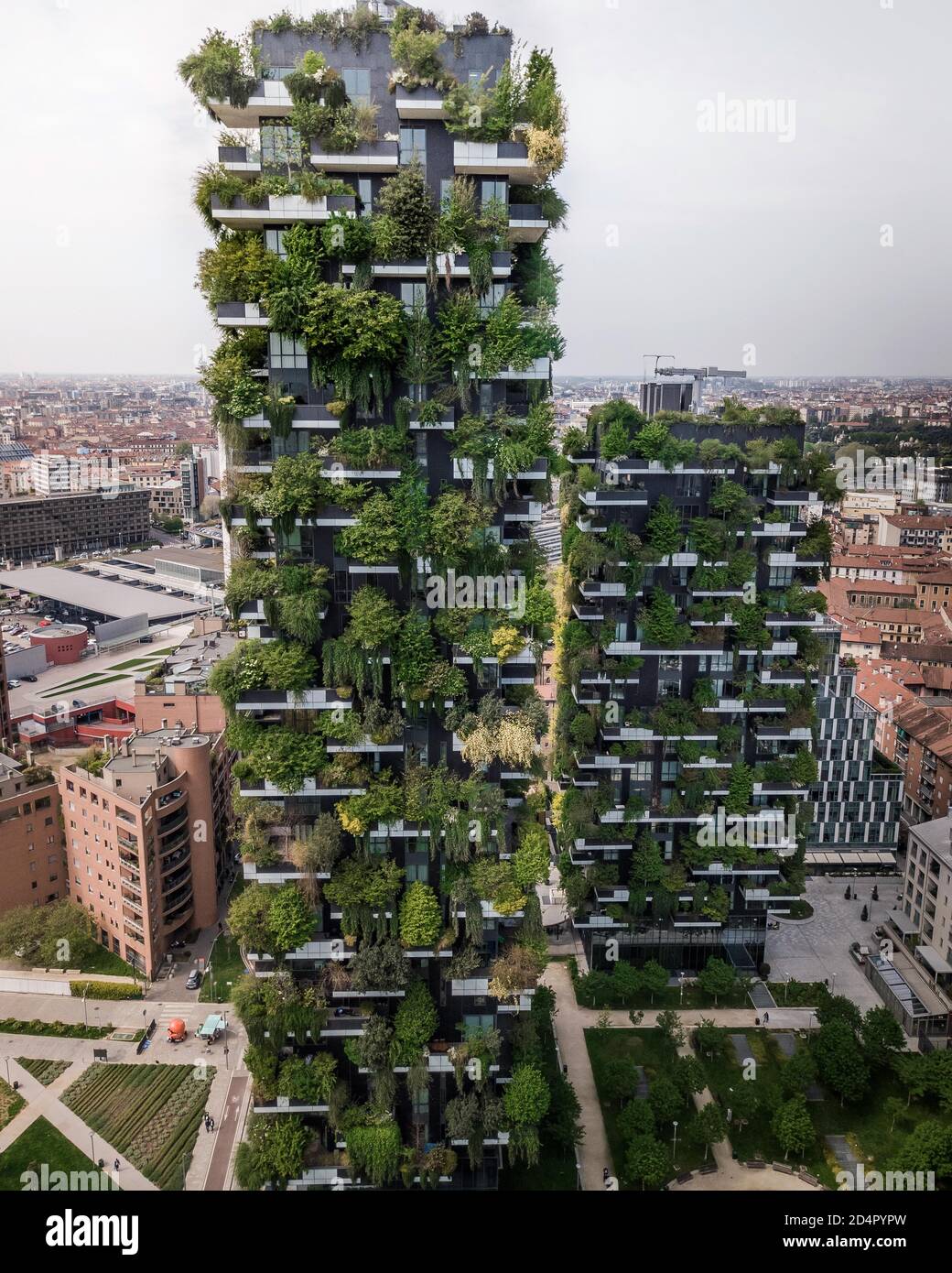 Vue aérienne du Bosco vertical, Milan Banque D'Images