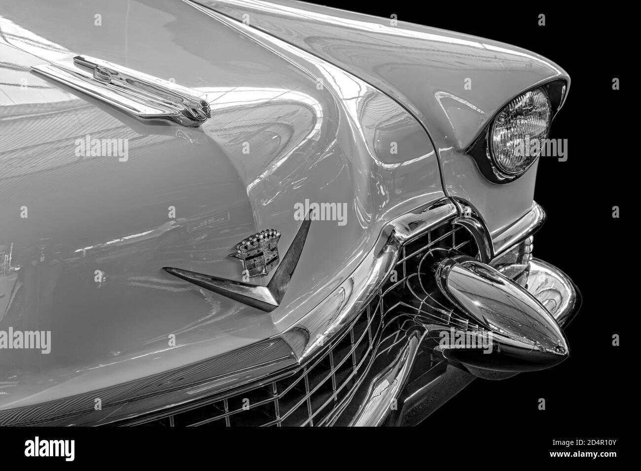 Oldtimer Detail, Cadillac Eldorado, en noir et blanc Banque D'Images