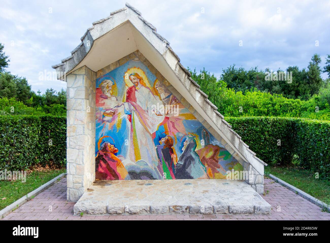 Medjugorje, BiH. 2016/6/5. Mosaïque de la Transfiguration comme quatrième mystère lumineux du Rosaire. Sanctuaire de notre-Dame de Medjugorje. Banque D'Images