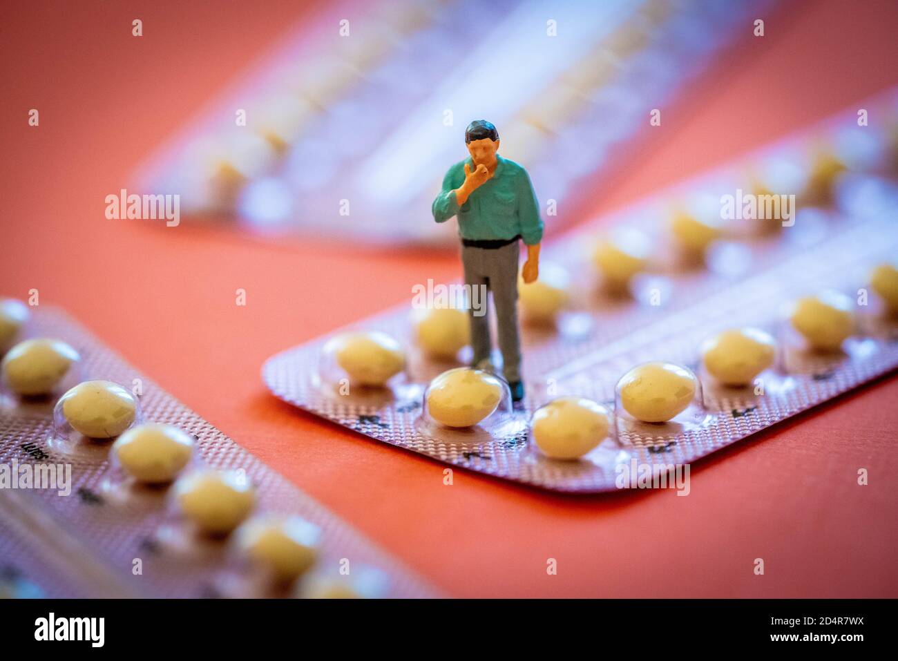 Illustration de pilule contraceptive pour l'homme. Banque D'Images