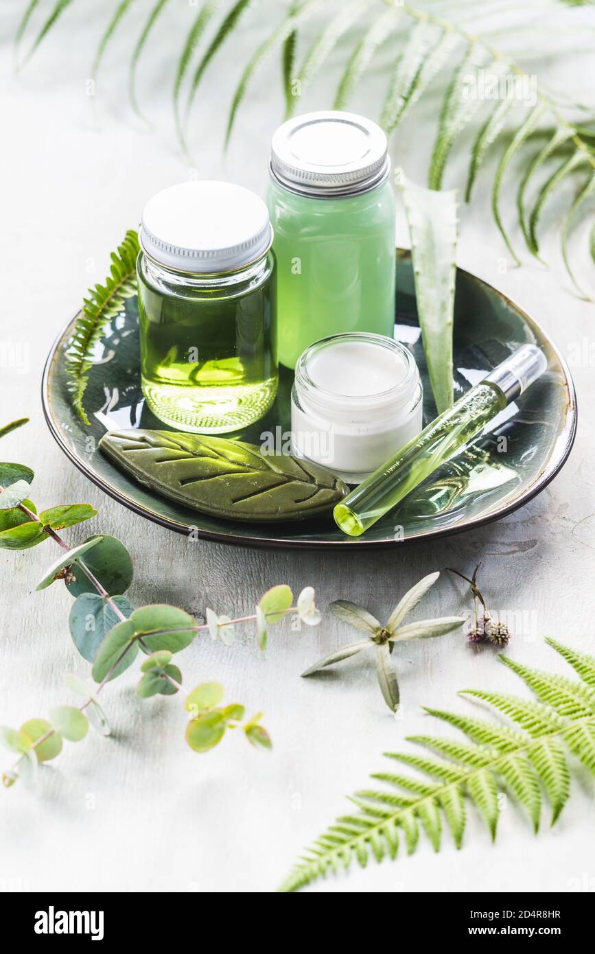 Des cosmétiques biologiques. Banque D'Images