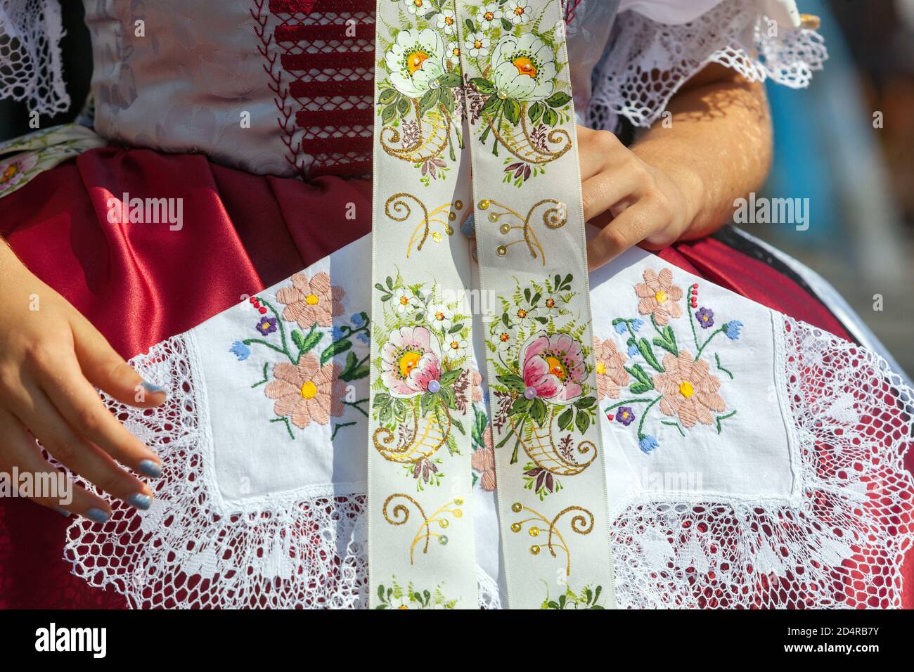 Motif traditionnel de robe folk tchèque broderie sur costume folklorique de Moravie du Sud République tchèque Europe Banque D'Images