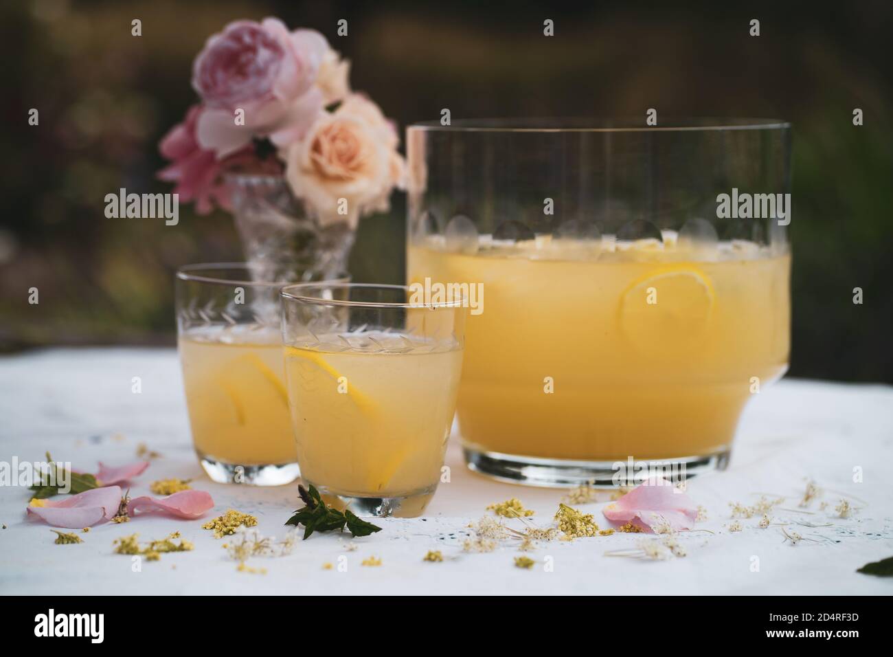 Cocktail de punch d'été dans le jardin Banque D'Images