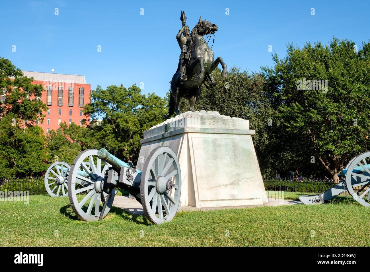 Statue équestre du président Andrew Jackson à Lafayette Square in Washington DC Banque D'Images