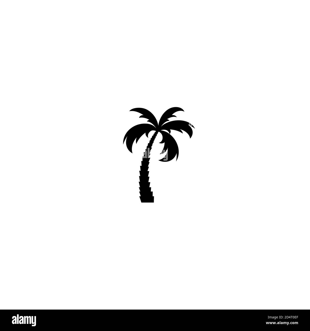 Palmiers noirs sur petite île avec soleil et vagues de l'océan isolées sur blanc. Illustration vectorielle plate. Tourisme, voyage, icône de vacances tropicales. Illustration de Vecteur