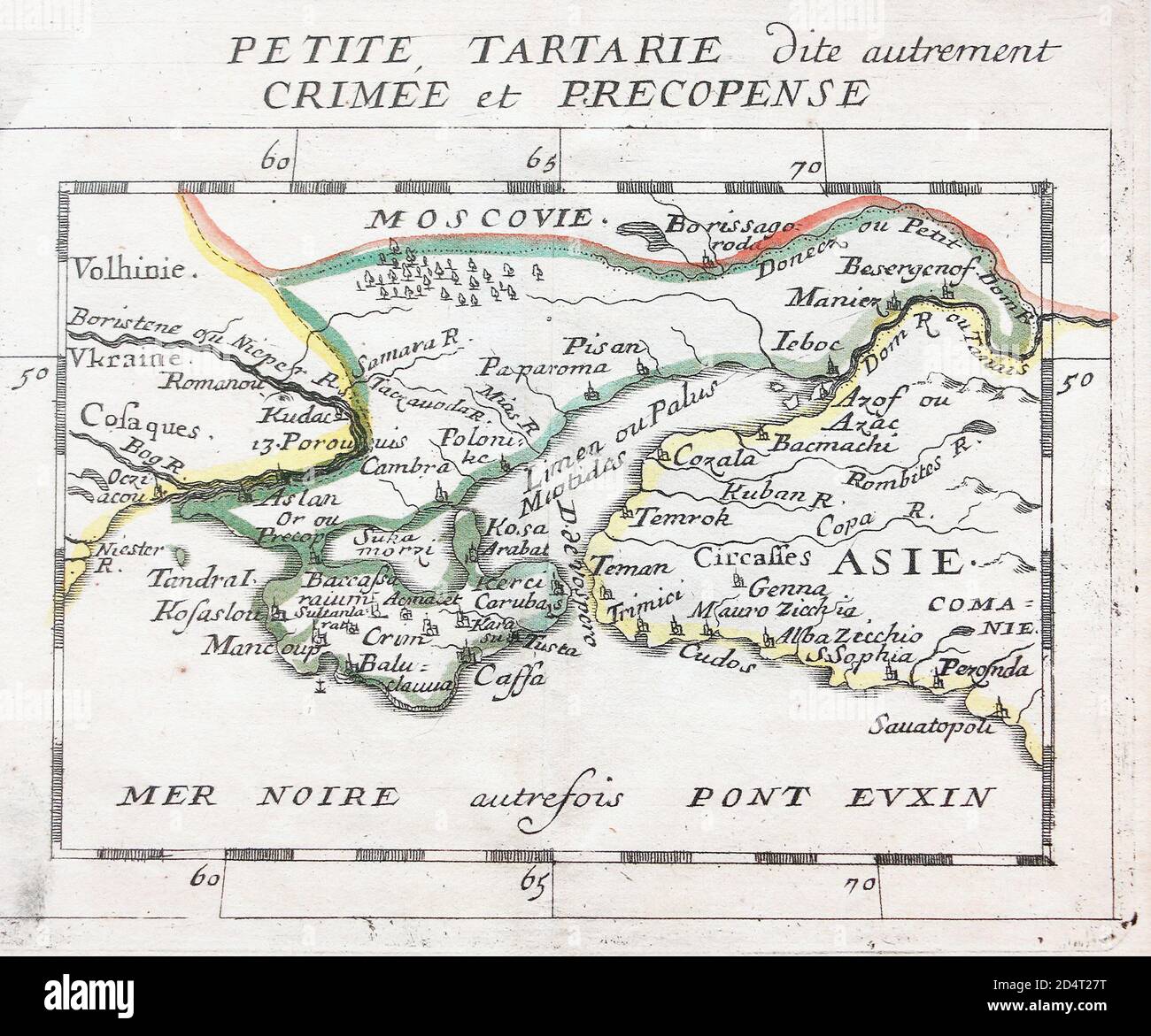 Carte de la petite Tataria, autrement connue sous le nom de Crimée et Perekopen au milieu du XVIIe siècle. Banque D'Images