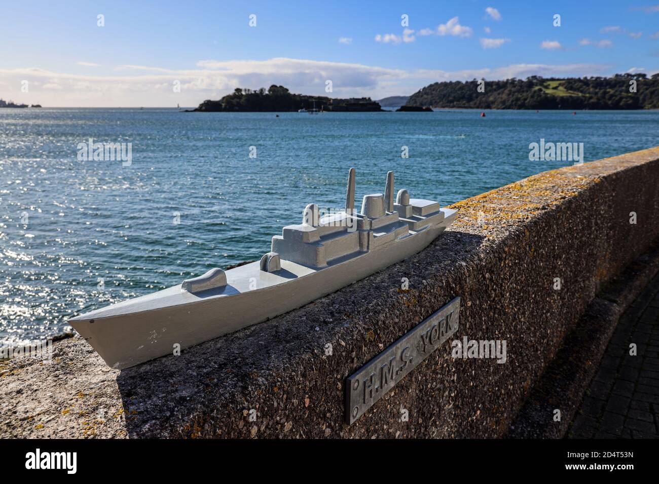 Un modèle du HMS York, l'un des nombreux remparts autour de l'ancrage Rusty, au large de Grand Parade, à West Hoe, Plymouth Banque D'Images