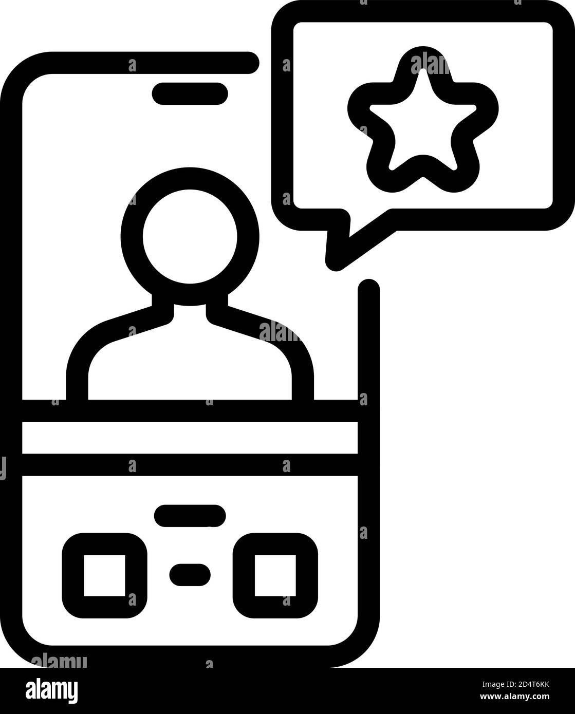 Icône d'avis de produit de téléphone en ligne, style de contour Illustration de Vecteur