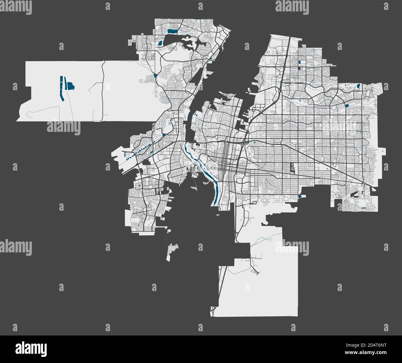 Carte d'Albuquerque. Carte détaillée du quartier administratif d'Albuquerque. Panorama urbain. Illustration vectorielle libre de droits. Carte avec autoroutes Illustration de Vecteur