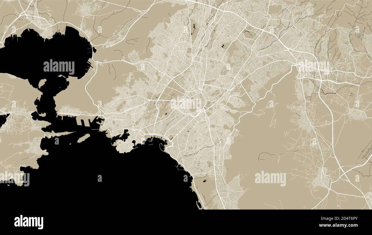 Affiche carte de la ville d'Athènes. Carte d'Athènes affiche de carte de rue. Illustration vectorielle de la carte d'Athènes. Illustration de Vecteur