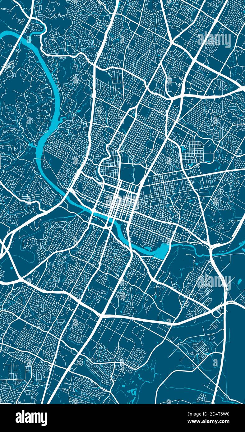 Affiche de carte de la ville d'Austin. Carte d'Austin affiche de carte de rue. Illustration du vecteur de carte d'Austin. Illustration de Vecteur