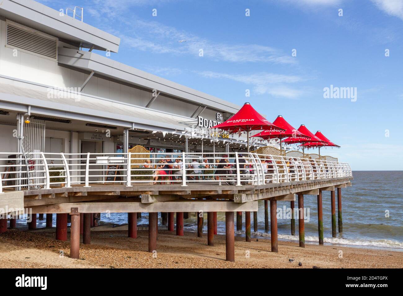 The Boardwalk café Bar on Felixstowe Pier, Felixstowe, Suffolk, Royaume-Uni. Banque D'Images
