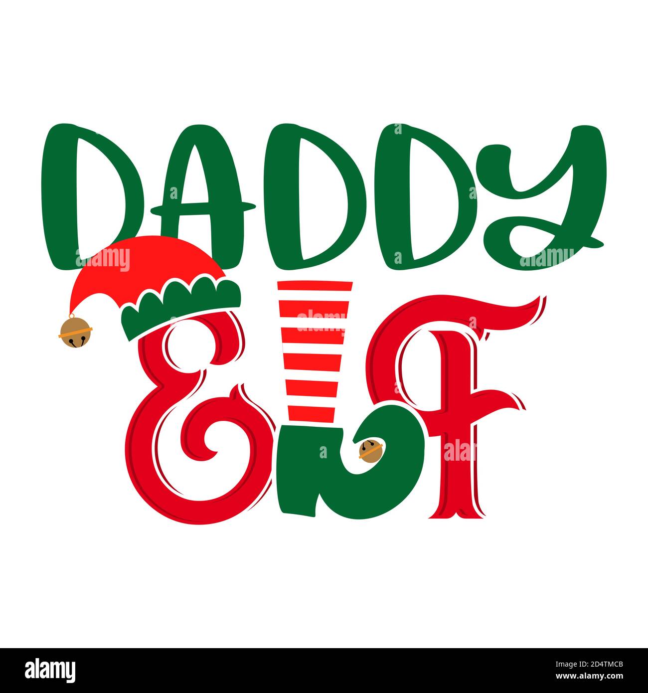 Daddy Elf - expression pour les vêtements de Père Noël ou les pulls laids. Lettrage dessiné à la main pour cartes de voeux de Noël, invitations. Convient aux t-shirts, tasses, g Illustration de Vecteur
