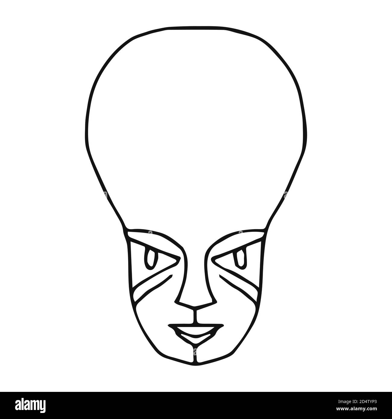 Illustration d'un effet de caniche vectoriel extraterrestre. Masques de contour isolés. Illustration en noir et blanc dessinée à la main. Croquis pour carte de vœux, motif cadeau, motif couverture Illustration de Vecteur
