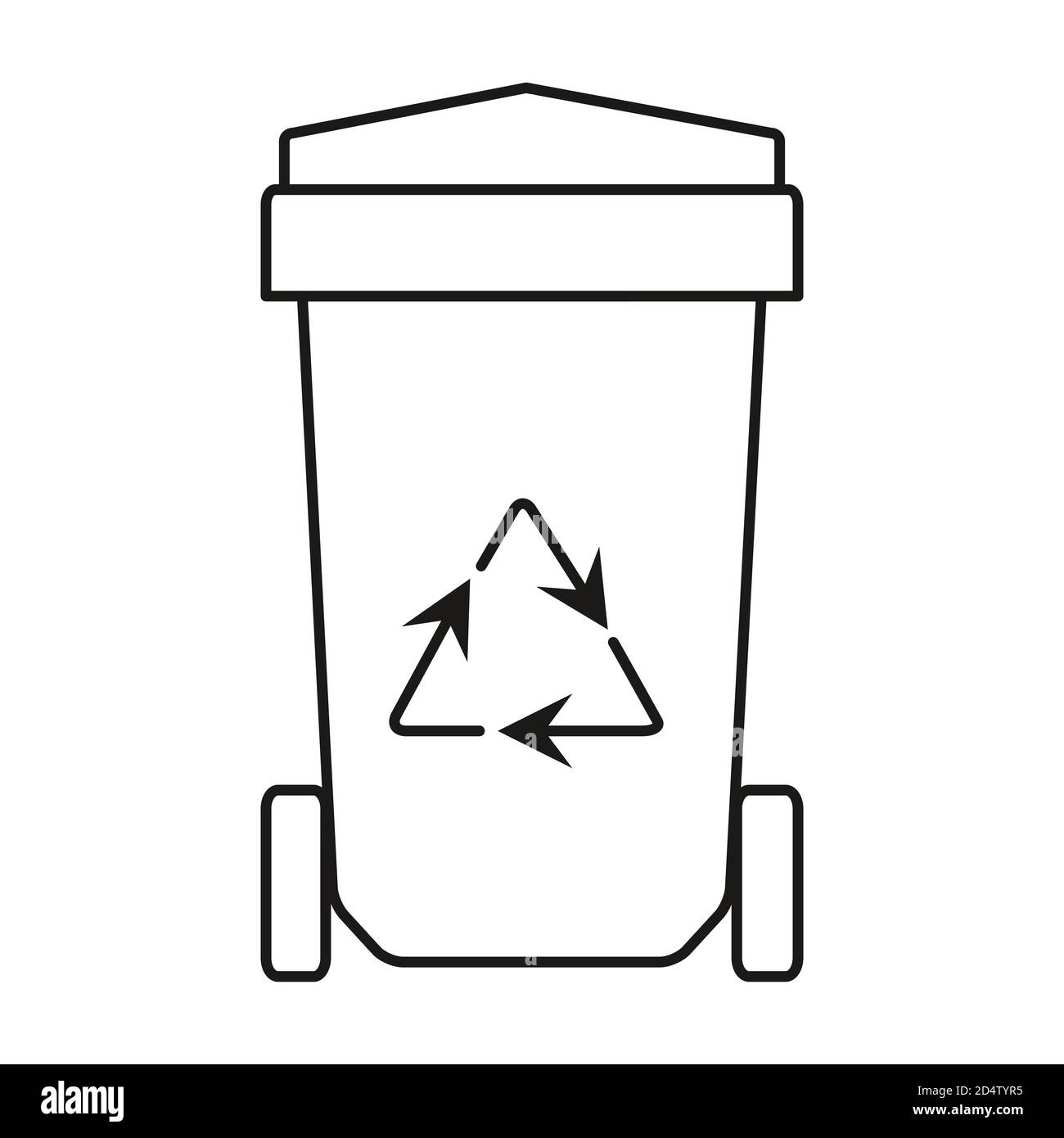 Poubelle. Illustration vectorielle. Icône noire de la ligne de recyclage des déchets. Illustration de Vecteur
