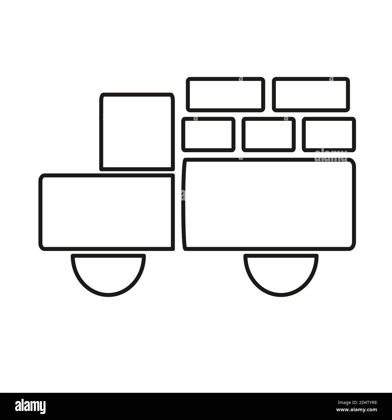 Schéma vectoriel illustration simple chariot noir sur fond blanc. Croquis pour livres de coloriage. Illustration de la carte de formation. Esquisse de contour pour la crique Illustration de Vecteur